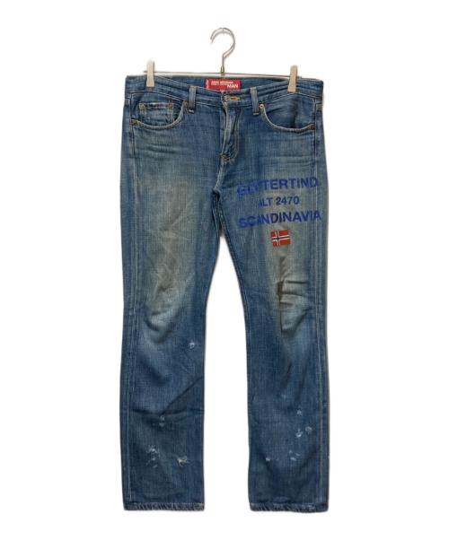 JUNYA WATANABE COMME des GARCONS（(ジュンヤワタナベ コムデギャルソン）JUNYA WATANABE COMME des GARCONS ((ジュンヤワタナベ コムデギャルソン) LEVI'S (リーバイス) 05AW プリントデニムパンツ インディゴ サイズ:Mの古着・服飾アイテム