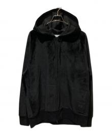 Y-3（ワイスリー）の古着「U SQUARE VELVET SPACER FULL-ZIP HOODIE　ユースクエア　ベルベット　スペーサー　フルジップ　フーディー」｜ブラック