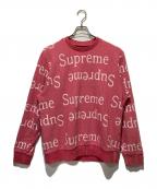 SUPREMEシュプリーム）の古着「Jacquard Logo Crewneckジャカード ロゴ クルーネック」｜ピンク