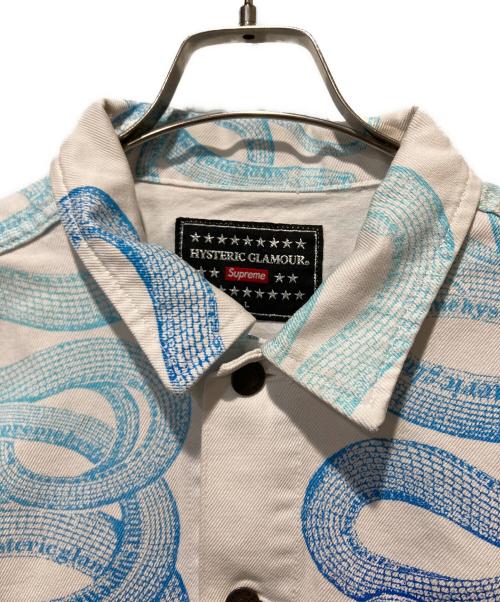 SUPREME（シュプリーム）SUPREME (シュプリーム) Hysteric Glamour (ヒステリックグラマー) Snake Denim Trucker Jacketスネーク デニム トラッカー ジャケット ホワイト サイズ:Ⅼの古着・服飾アイテム
