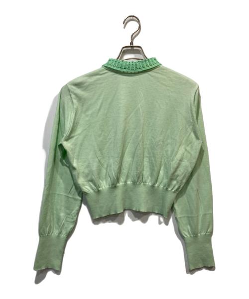 Mame Kurogouchi（マメクロゴウチ）Mame Kurogouchi (マメクロゴウチ) Detachable Embroidery Collar Knitted Cardiganデタッチャブル エンブロイダリー カラー ニット カーディガン グリーン サイズ:3の古着・服飾アイテム