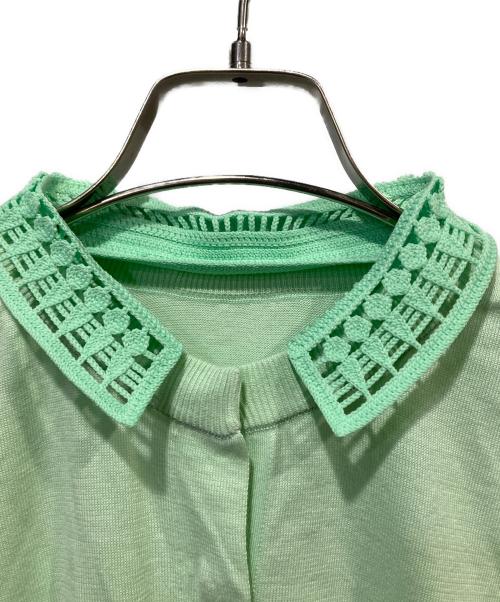 Mame Kurogouchi（マメクロゴウチ）Mame Kurogouchi (マメクロゴウチ) Detachable Embroidery Collar Knitted Cardiganデタッチャブル エンブロイダリー カラー ニット カーディガン グリーン サイズ:3の古着・服飾アイテム