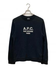 A.P.C.（アーペーセー）の古着「クルーネックロゴ刺繍スウェット」｜ブラック