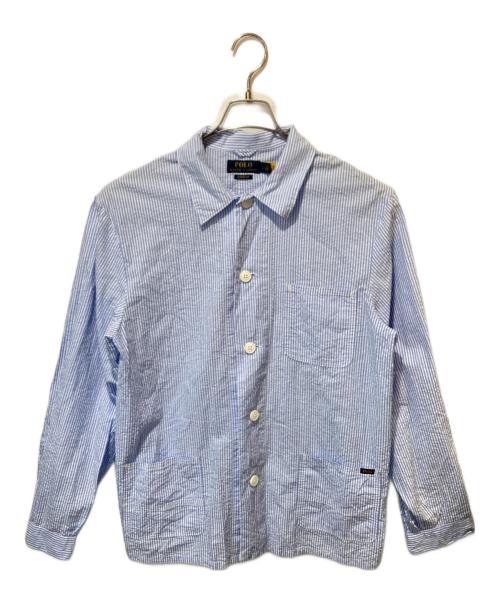 POLO RALPH LAUREN（ポロ・ラルフローレン）POLO RALPH LAUREN (ポロ・ラルフローレン) ストライプ柄シアサッカーシャツジャケット ブルー サイズ:Ｓの古着・服飾アイテム