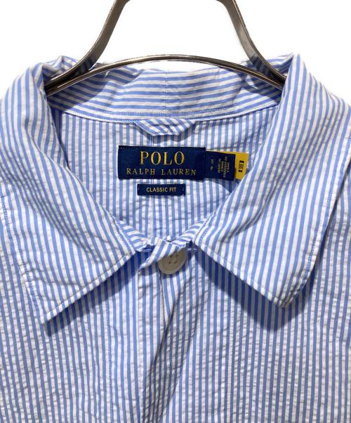 POLO RALPH LAUREN（ポロ・ラルフローレン）POLO RALPH LAUREN (ポロ・ラルフローレン) ストライプ柄シアサッカーシャツジャケット ブルー サイズ:Ｓの古着・服飾アイテム
