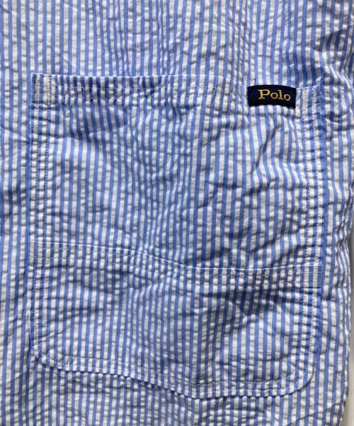 POLO RALPH LAUREN（ポロ・ラルフローレン）POLO RALPH LAUREN (ポロ・ラルフローレン) ストライプ柄シアサッカーシャツジャケット ブルー サイズ:Ｓの古着・服飾アイテム