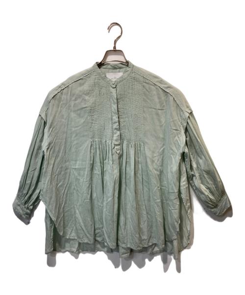 mala KALANCHOE（マーラ カランコエ）mala kalanchoe (マーラ カランコエ) Cotton Silk Pintuck Long Sleeve Shirtsコットン・シルク・ピンタック・ロング・スリーブ・シャツ グリーン サイズ:freeの古着・服飾アイテム