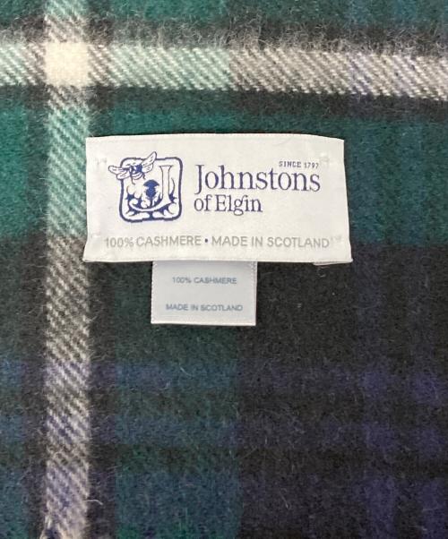 JOHNSTONS OF ELGIN（ジョンストンズ オブ エルガン）JOHNSTONS OF ELGIN (ジョンストンズ オブ エルガン) カシミヤマフラー グリーン×ネイビーの古着・服飾アイテム
