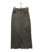 GOOD GRIEF!グッドグリーフ）の古着「CUT OFF HEM DENIM LONG SKIRT」｜グレー