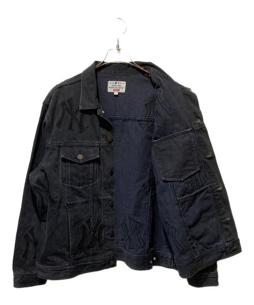SUPREME（シュプリーム）Supreme (シュプリーム) MLB (エムエルビー) New York Yankees Denim Trucker Jacket ブラック サイズ:Lの古着・服飾アイテム