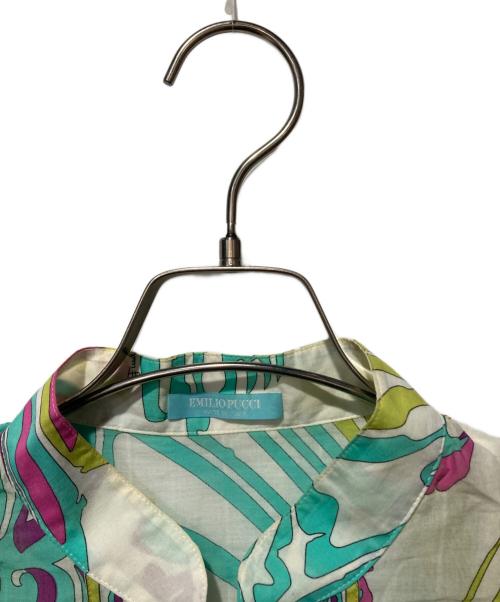 Emilio Pucci（エミリオ プッチ）Emilio Pucci (エミリオ プッチ) 総柄カフタンシャツ ブルー サイズ:42の古着・服飾アイテム