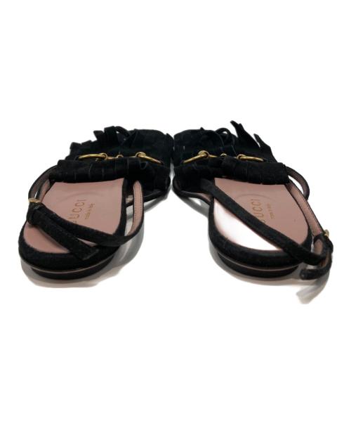 GUCCI（グッチ）GUCCI (グッチ) フリンジホースビットサンダル ブラック サイズ:34.5の古着・服飾アイテム