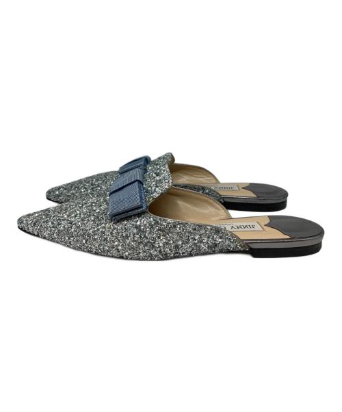 JIMMY CHOO（ジミーチュウ）JIMMY CHOO (ジミーチュウ) GALAXY FLAT ミュール　ギャラクシー　フラットミュール グレー サイズ:36の古着・服飾アイテム