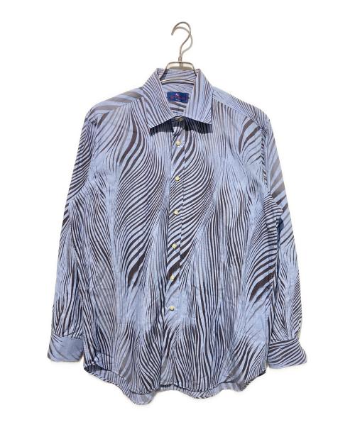 ETRO（エトロ）ETRO (エトロ) ゼブラ柄シャツ ブルー サイズ:43の古着・服飾アイテム