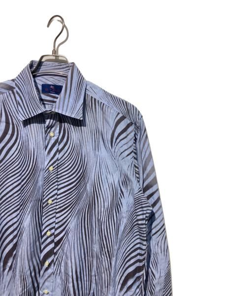 ETRO（エトロ）ETRO (エトロ) ゼブラ柄シャツ ブルー サイズ:43の古着・服飾アイテム