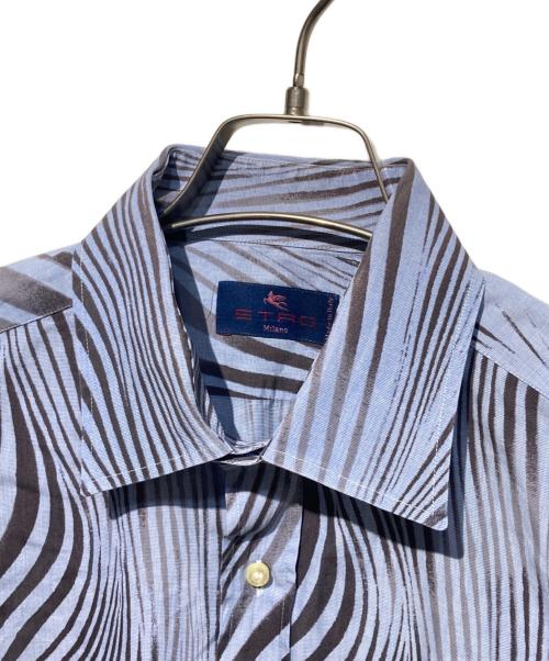 ETRO（エトロ）ETRO (エトロ) ゼブラ柄シャツ ブルー サイズ:43の古着・服飾アイテム