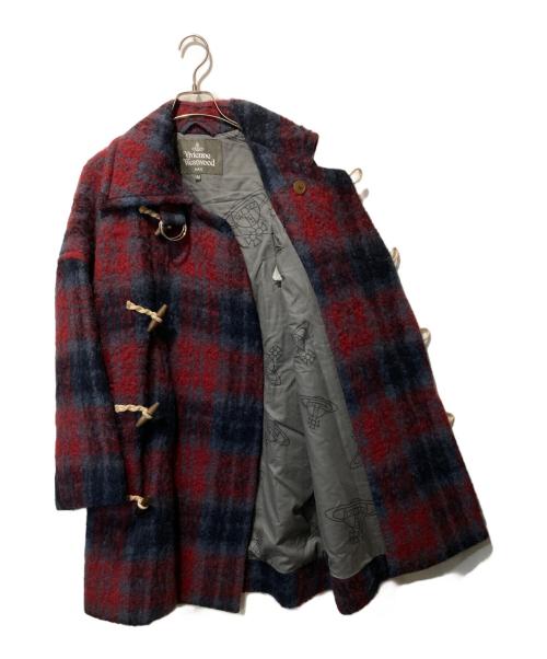 Vivienne Westwood man（ヴィヴィアン ウェストウッド マン）Vivienne Westwood man (ヴィヴィアン ウェストウッド マン) チェック柄ダッフルコート ネイビー×レッド サイズ:44の古着・服飾アイテム