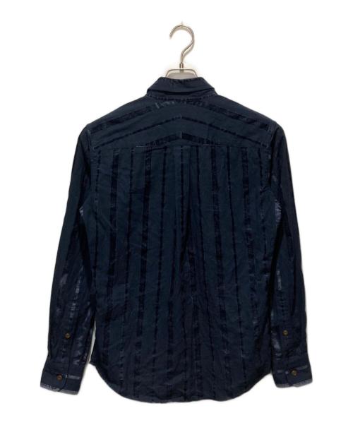 Vivienne Westwood man（ヴィヴィアン ウェストウッド マン）Vivienne Westwood man (ヴィヴィアン ウェストウッド マン) オーブ刺繍ベルベットラインシャツ ネイビー サイズ:44の古着・服飾アイテム