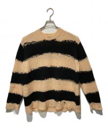 Acne studios（アクネ ストゥディオズ）の古着「ダメージボーダーニットセーター」｜ベージュ