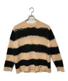 Acne studios（アクネ ストゥディオズ）の古着「ダメージボーダーニットセーター」｜ベージュ
