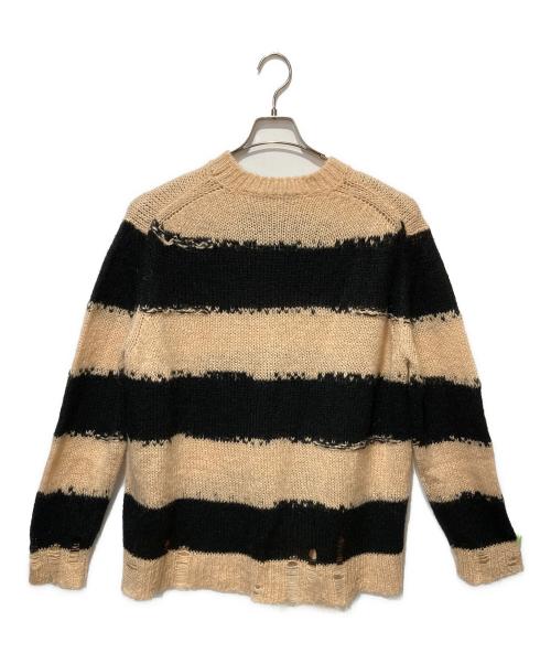 Acne studios（アクネ ストゥディオズ）Acne studios (アクネ ストゥディオズ) ダメージボーダーニットセーター ベージュ サイズ:Sの古着・服飾アイテム