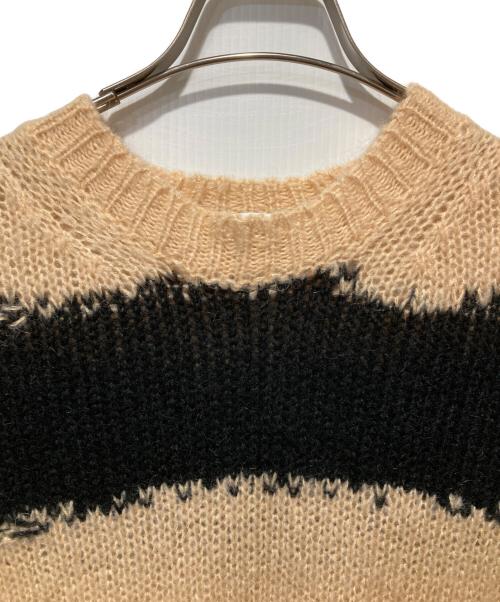 Acne studios（アクネ ストゥディオズ）Acne studios (アクネ ストゥディオズ) ダメージボーダーニットセーター ベージュ サイズ:Sの古着・服飾アイテム