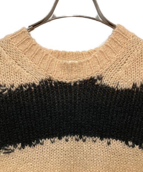 Acne studios（アクネ ストゥディオズ）ACNE STUDIOS (アクネ ストゥディオズ) ダメージボーダーニットセーター ベージュ サイズ:Sの古着・服飾アイテム