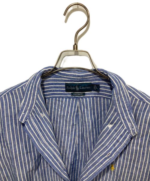 RALPH LAUREN（ラルフローレン）RALPH LAUREN (ラルフローレン) リネンストライプシャツ ブルー サイズ:Lの古着・服飾アイテム