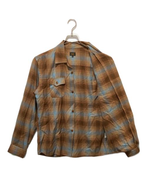 RATS（ラッツ）RATS (ラッツ) COTTON RAYON CHECK SHIRT　コットンレーヨンチェックシャツ ブラウン サイズ:Mの古着・服飾アイテム