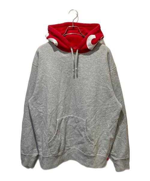 SUPREME（シュプリーム）SUPREME (シュプリーム) Contrast Hooded Sweatshirt グレー×レッド サイズ:Lの古着・服飾アイテム