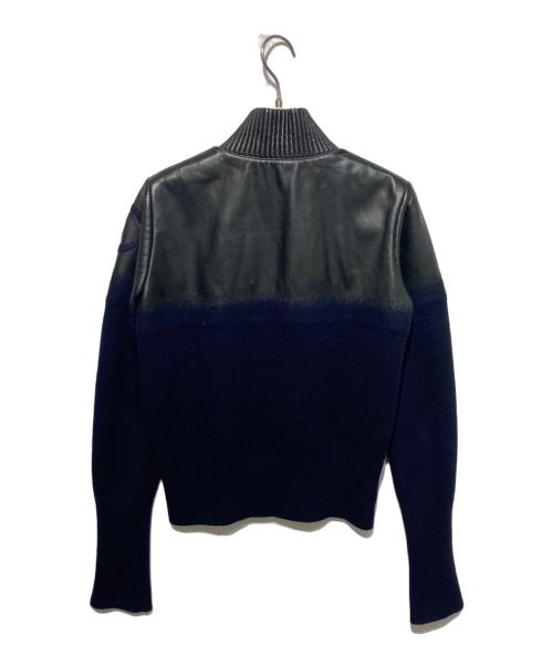CHANEL（シャネル）CHANEL (シャネル) ニット切替ラムレザージャケット ブラック×ネイビー サイズ:36の古着・服飾アイテム
