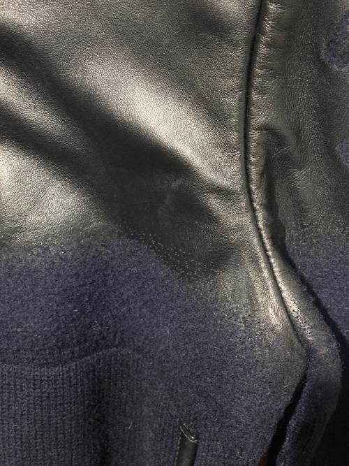 CHANEL（シャネル）CHANEL (シャネル) ニット切替ラムレザージャケット ブラック×ネイビー サイズ:36の古着・服飾アイテム