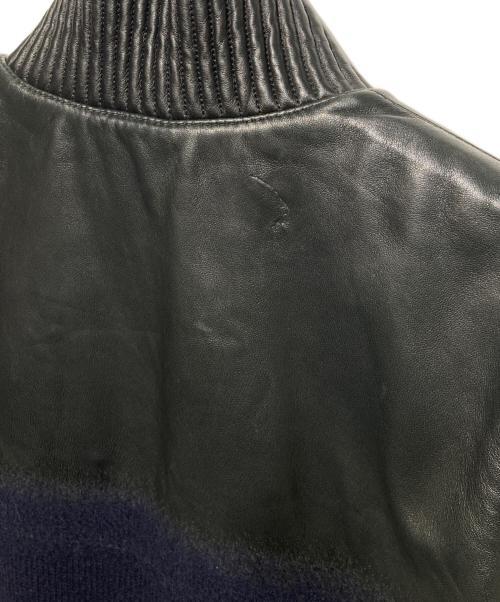 CHANEL（シャネル）CHANEL (シャネル) ニット切替ラムレザージャケット ブラック×ネイビー サイズ:36の古着・服飾アイテム