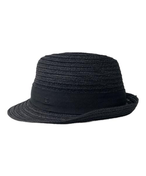 CHANEL（シャネル）CHANEL (シャネル) 中折れストローハット ブラック サイズ:Mの古着・服飾アイテム