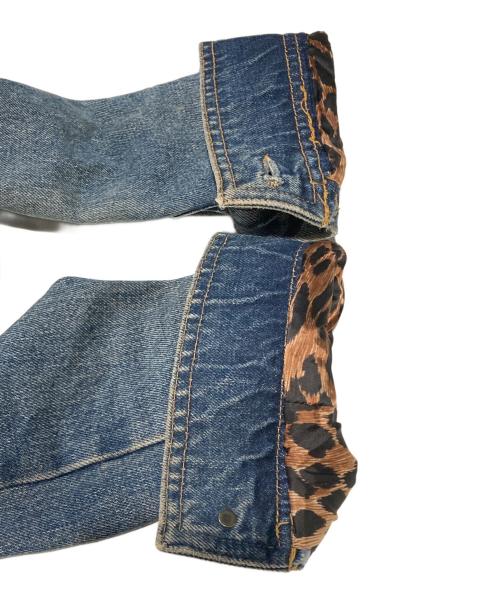 DOLCE & GABBANA（ドルチェ＆ガッバーナ）DOLCE & GABBANA (ドルチェ＆ガッバーナ) レオパードノーカラーベルトデザインデニムジャケット インディゴ サイズ:40の古着・服飾アイテム