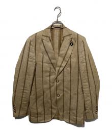 LARDINI（ラルディーニ）の古着「ストライプ柄リネンテーラードジャケット」｜ベージュ