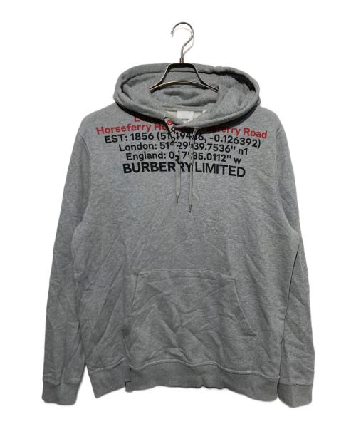 BURBERRY（バーバリー）BURBERRY (バーバリー) ホースフェリーロケーションプリントフーディ グレー サイズ:Lの古着・服飾アイテム