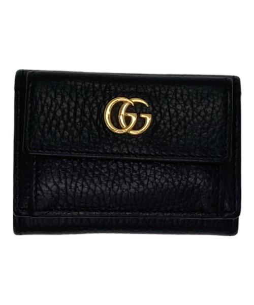 GUCCI（グッチ）GUCCI (グッチ) 三つ折りコンパクトウォレット ブラックの古着・服飾アイテム