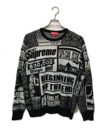 SUPREME（シュプリーム）の古着「18AW Newsprint Sweater」｜ブラック