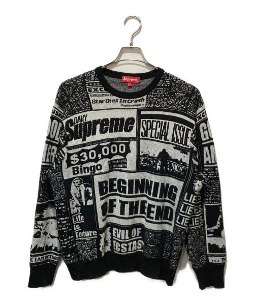 SUPREME（シュプリーム）SUPREME (シュプリーム) 18AW Newsprint Sweater ブラック サイズ:Lの古着・服飾アイテム