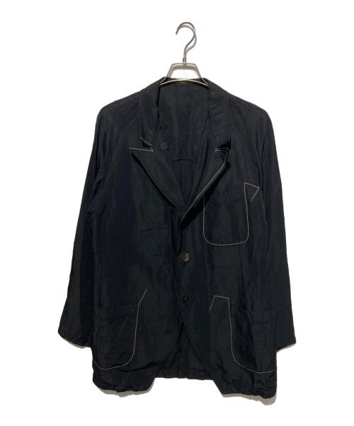Yohji Yamamoto pour homme（ヨウジヤマモト プールオム）Yohji Yamamoto pour homme (ヨウジヤマモト プールオム) ステッチワークリネン混ジャケット ブラック サイズ:Mの古着・服飾アイテム
