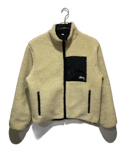 stussy（ステューシー）stussy (ステューシー) REVERSIBLE 8BALL SHERPA JACKET ホワイト サイズ:Lの古着・服飾アイテム