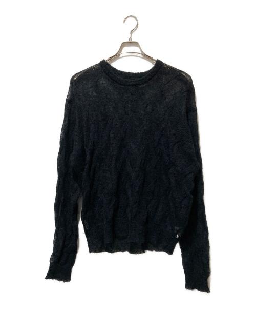 stussy（ステューシー）stussy (ステューシー) LOOSE KNIT CROSS CABLE ブラック サイズ:Lの古着・服飾アイテム