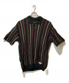 WACKO MARIAワコマリア）の古着「24SS STRIPED JACQUARD SUMMER KNIT POLO SHIRT」｜ブラウン×グリーン