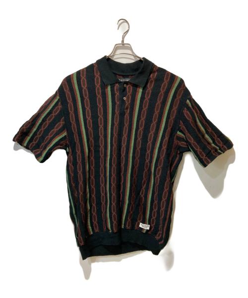 WACKO MARIA（ワコマリア）WACKO MARIA (ワコマリア) 24SS STRIPED JACQUARD SUMMER KNIT POLO SHIRT ブラウン×グリーン サイズ:Lの古着・服飾アイテム