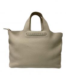 BOTTEGA VENETA（ボッテガベネタ）の古着「イントレチャートラインレザーハンドバッグ」｜ベージュ