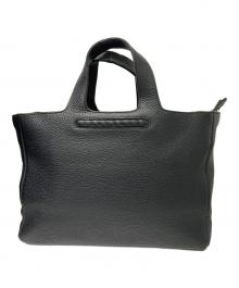 BOTTEGA VENETA（ボッテガベネタ）の古着「イントレチャートラインレザーハンドバッグ」｜ブラック