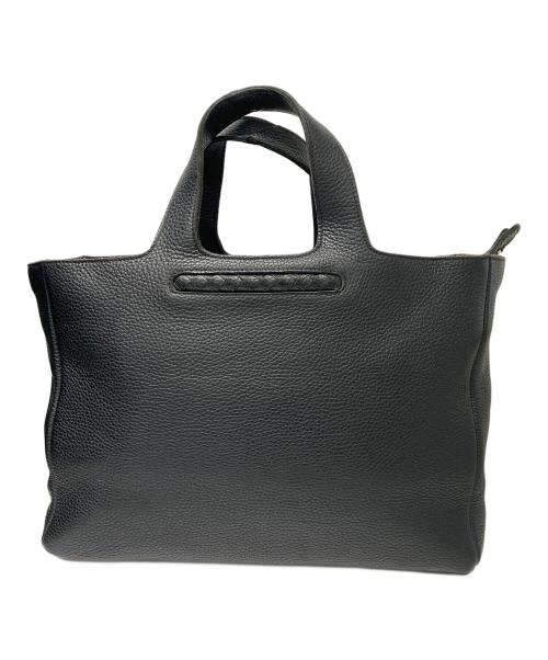 BOTTEGA VENETA（ボッテガベネタ）BOTTEGA VENETA (ボッテガベネタ) イントレチャートラインレザーハンドバッグ ブラックの古着・服飾アイテム