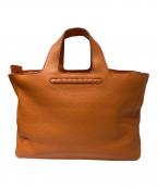 BOTTEGA VENETAボッテガベネタ）の古着「イントレチャートラインレザーハンドバッグ」｜オレンジ