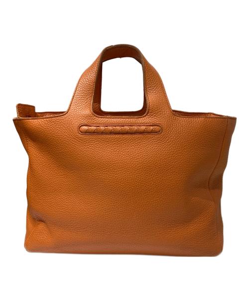 BOTTEGA VENETA（ボッテガベネタ）BOTTEGA VENETA (ボッテガベネタ) イントレチャートラインレザーハンドバッグ オレンジの古着・服飾アイテム